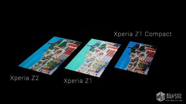Skärmen i Xperia Z2 jämförs med den i föregångaren Z1
