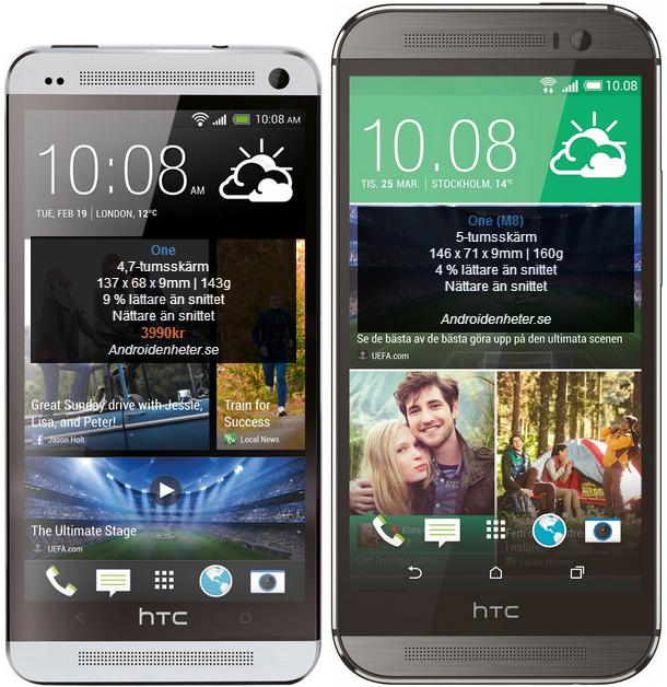 Så här stor är HTC One (M8) jämfört med andra toppmodeller