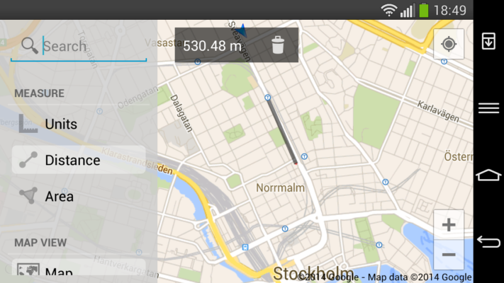 mäta yta på karta Maps Measure gör det enkelt att mäta avstånd i Google Maps   Swedroid