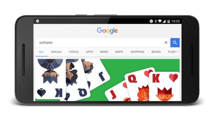 Lägg patiens och spela tre-i-rad genom Google sök