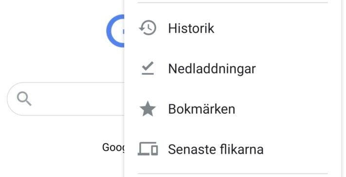 Chrome för Android får ikoner i menyn