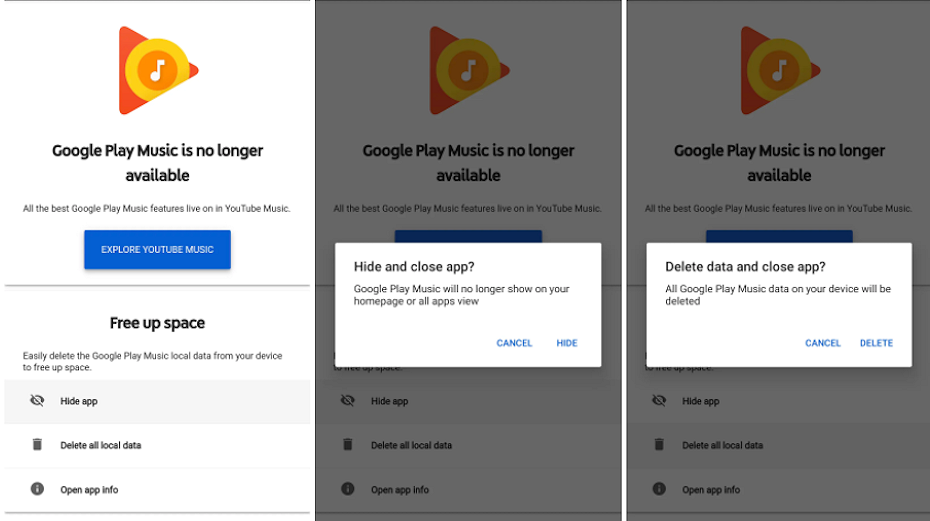 Sista uppdateringen av Google Play Music gömmer appen