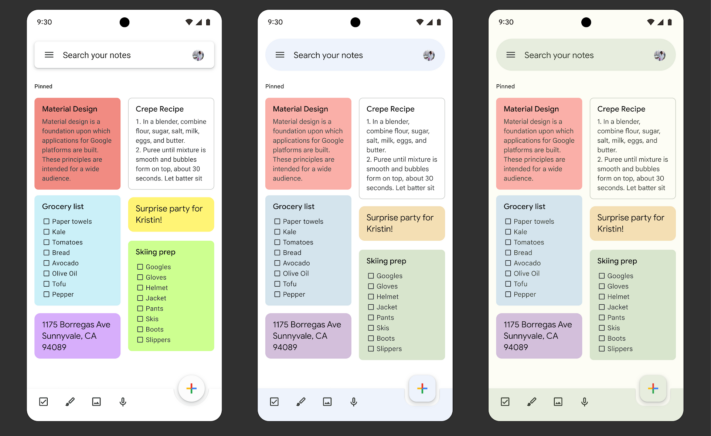 Så här ser Google Keep ut med ”Material You”